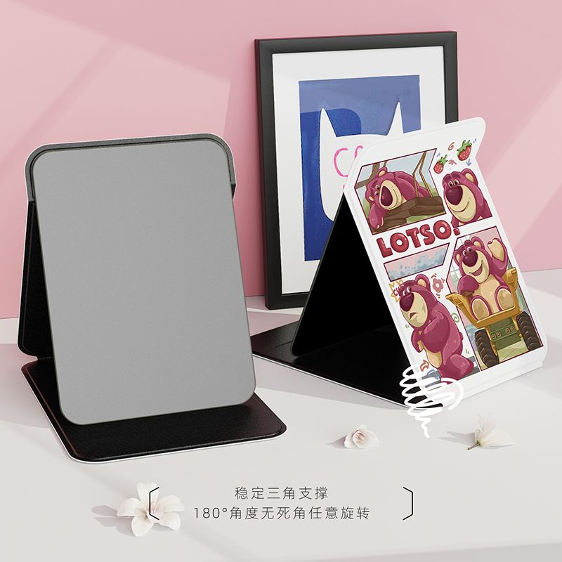 Dễ Thương Gương Trang Điểm Để Bàn Có Thể Gấp Gọn Hình Gấu Dâu Tây Đáng Yêu