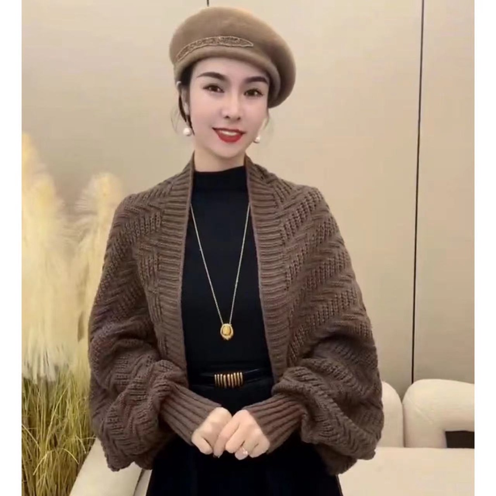Áo Khoác cardigan Dệt Kim Một Kích Thước Màu Trơn Thời Trang Xuân Thu Mới Đa Chức Năng Dành Cho Bạn Nữ