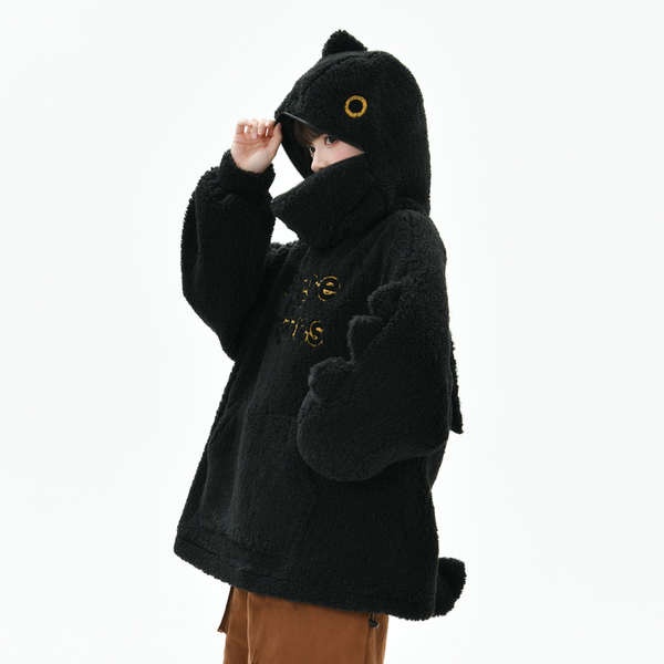 Áo sweater Chui Đầu Vải Nhung Hình Rồng Đen Nhỏ Thiết Kế Thời Trang Phong Cách Mới 2023 Dành Cho Bạn Nữ