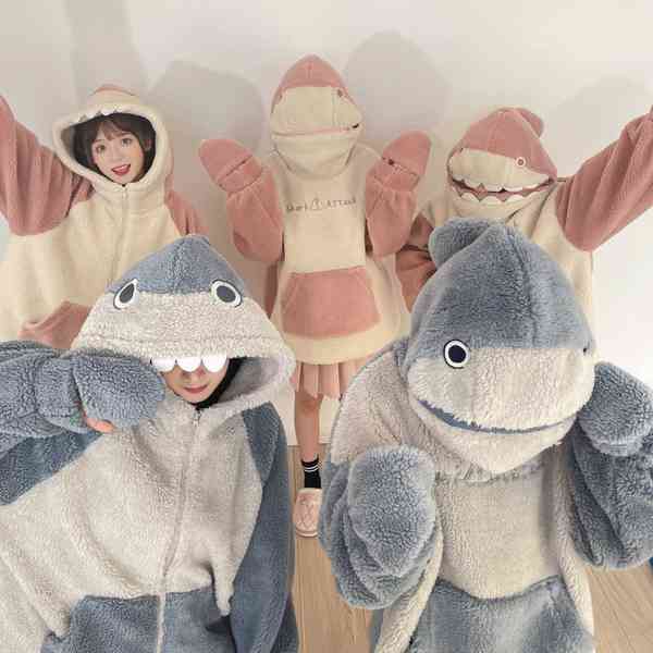 Thời Trang Áo Hoodie In Hình Cá Mập Vui Nhộn Cho Cặp Đôi