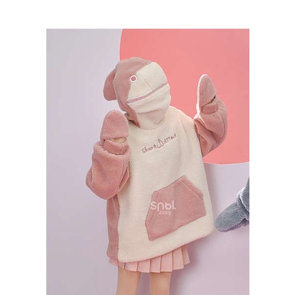 Thời Trang Áo Hoodie In Hình Cá Mập Vui Nhộn Cho Cặp Đôi