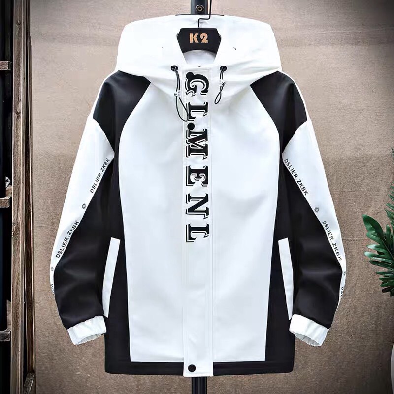 Áo Khoác Nam Vải Dù Gió Thiết Kế 2 Lớp Logo In Có Nón Phối Màu Form Rộng hot trend TM