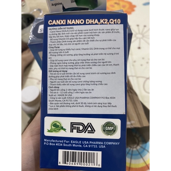 Viên uống Canxi Nano Bone Health 100 viên của Mỹ