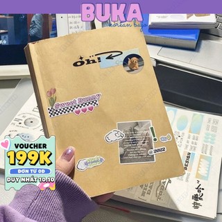 Sổ tay vintage Buka dán gáy bìa nâu đen kraft giấy trơn 100gsm