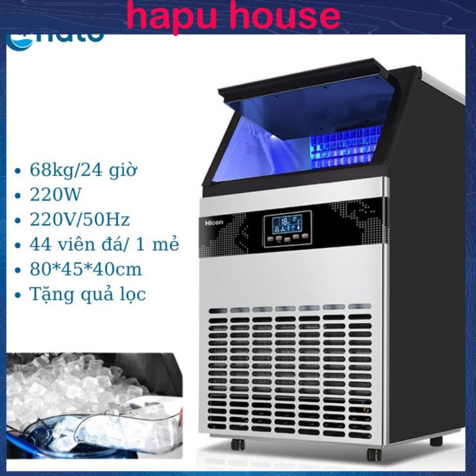 Máy Làm Đá Viên Tự Động Hicon Công Xuất 68kg/Ngày Làm Đá Cấp Tốc Từ 12-20 Phút 1 Mẻ, Tặng Kèm Quả Lọc, Bảo Hành 1 Năm
