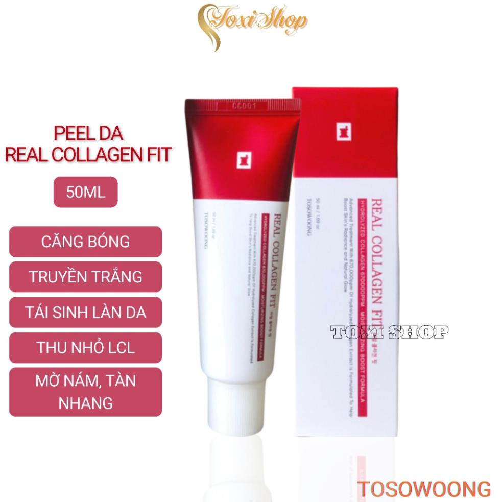 Mặt nạ collagen peel da collagen căng bóng Real Collagen Fit hàn quốc, trắng da, mờ thâm nám, mịn màng 50ml