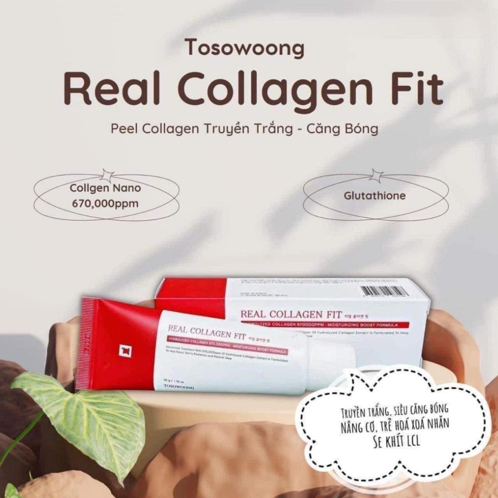 Mặt nạ collagen peel da collagen căng bóng Real Collagen Fit hàn quốc, trắng da, mờ thâm nám, mịn màng 50ml