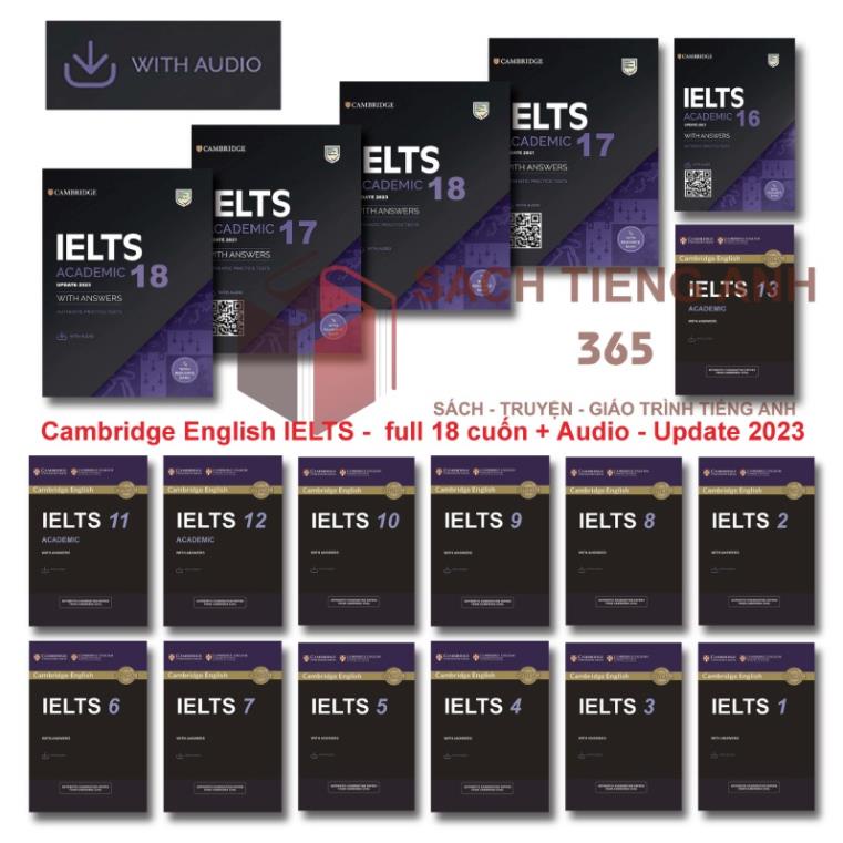 English IELTS từ 1 đến 18 -  tặng audio mp3 + Key