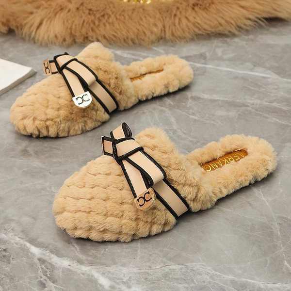Dép Lông Cừu Đế Bằng Thời Trang Thu Đông 2023 Phong Cách Mới Cho Nữ