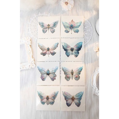 Hình Xăm Dán Chống Nước Họa Tiết Bướm Mặt Trăng Màu Hồng / Xanh Lá