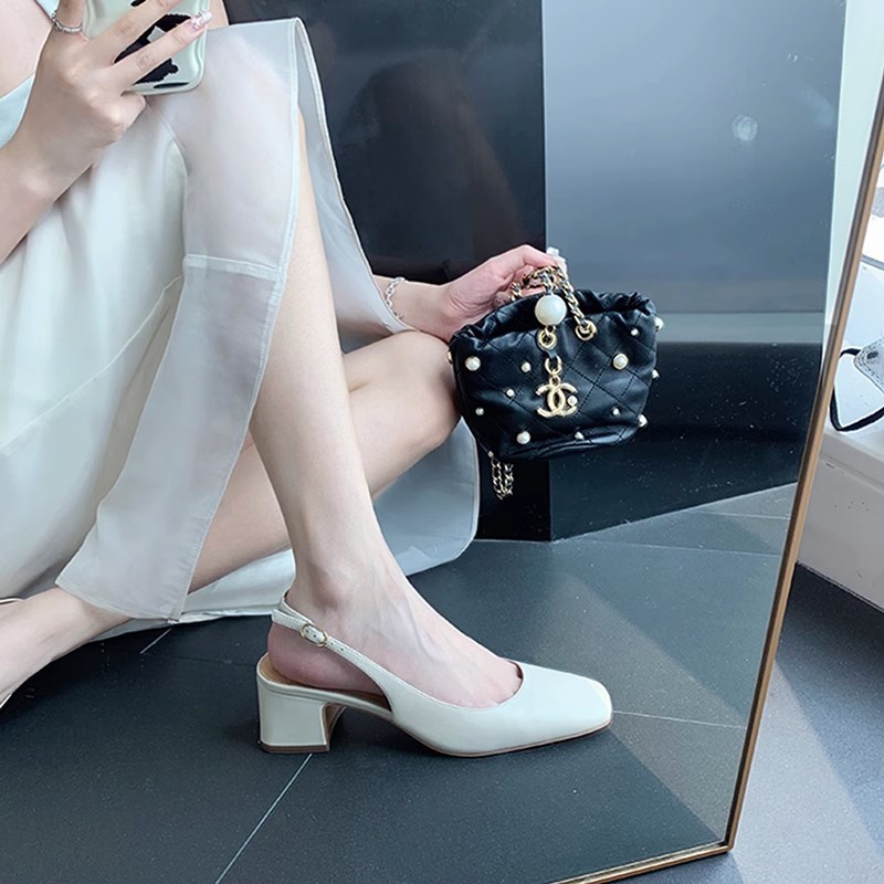 Giày Sandal Cao Gót Mũi Vuông Phong Cách Pháp Thời Trang Mùa Hè Hàng Mới 2023 Dành Cho Bạn Nữ