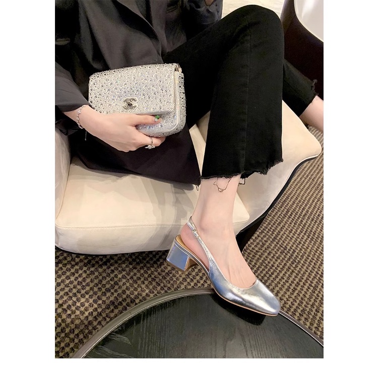 Giày Sandal Cao Gót Mũi Vuông Phong Cách Pháp Thời Trang Mùa Hè Hàng Mới 2023 Dành Cho Bạn Nữ