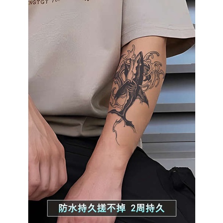 Xm & xp megalodon Hình Xăm Dán Thảo Dược Màu Tối Chống Nước Lâu Trôi Phong Cách Mới Cho Nam