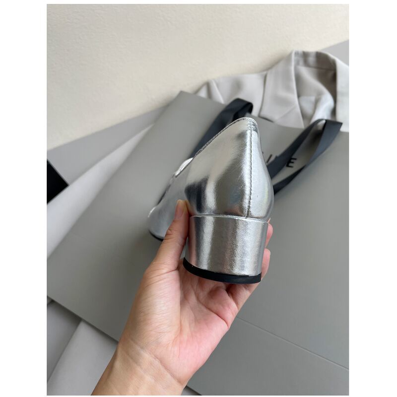 Xi lotte Giày Da Đế Dày 6cm Màu Bạc Phong Cách retro Cho Nữ