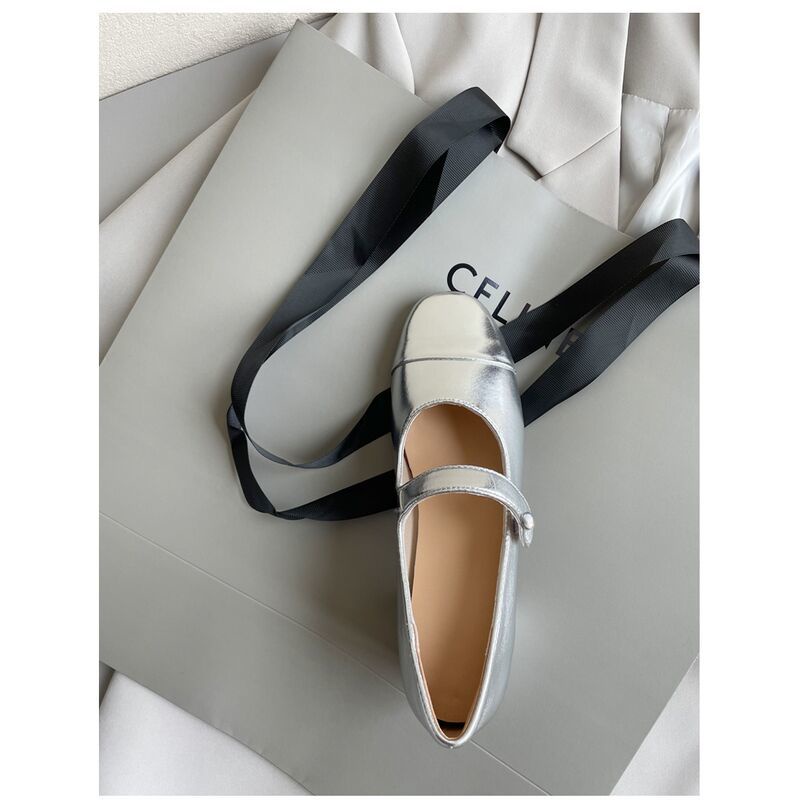 Xi lotte Giày Da Đế Dày 6cm Màu Bạc Phong Cách retro Cho Nữ