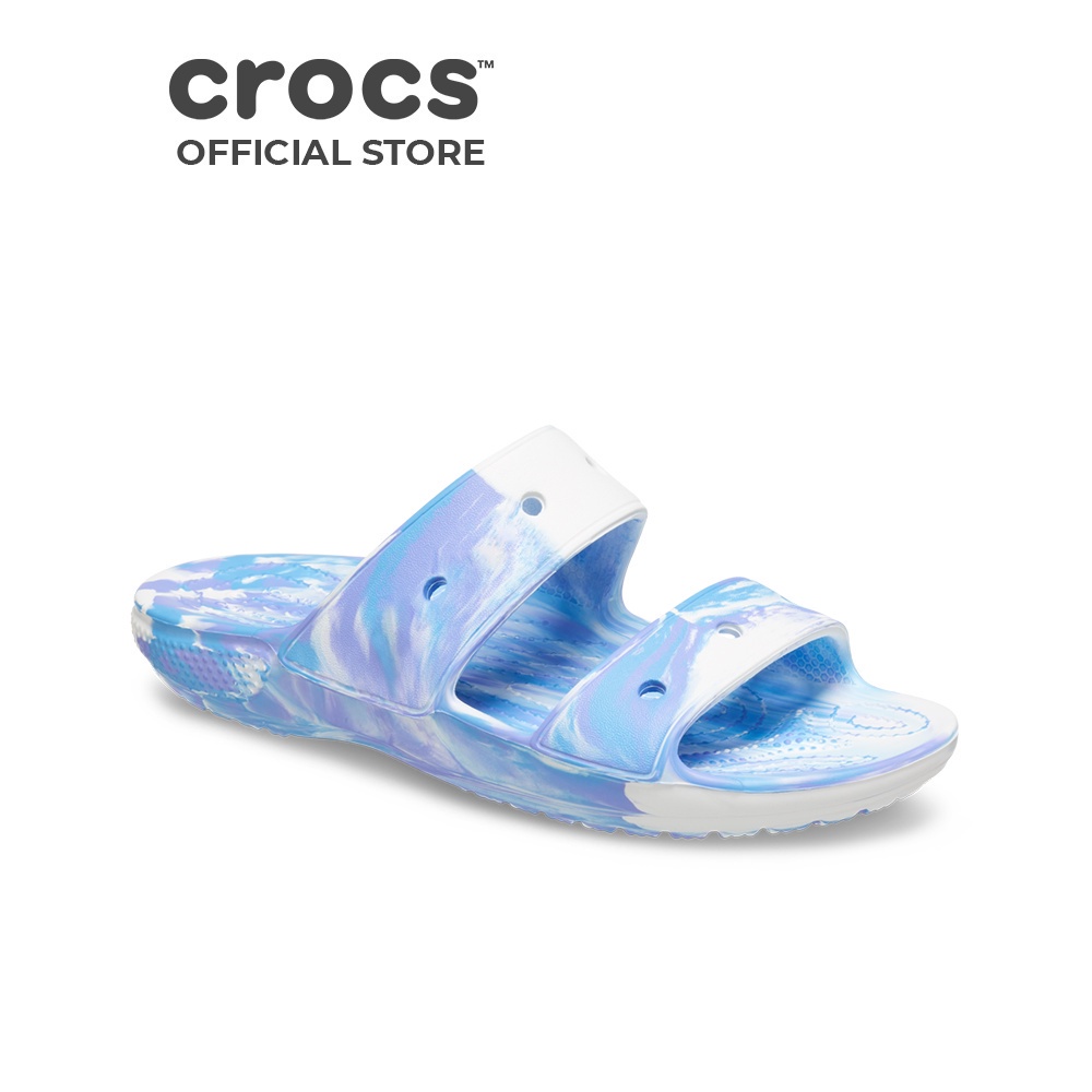 Dép Xăng Đan Unisex Crocs Classic Marbled - White/Oxygen