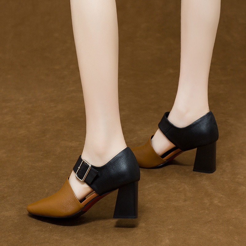 Giày Sandal Cao Gót Da Mềm Thời Trang Xuân Hè 2023 Cho Nữ