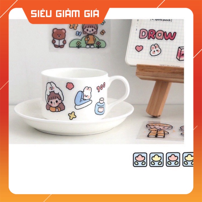 Miếng Dán Sticker Họa Tiết Hoạt Hình Trang Trí Cam