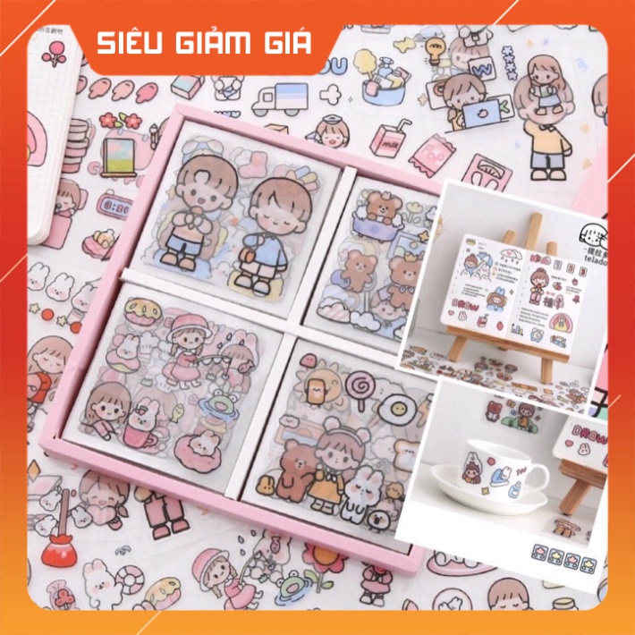 Miếng Dán Sticker Họa Tiết Hoạt Hình Trang Trí Cam