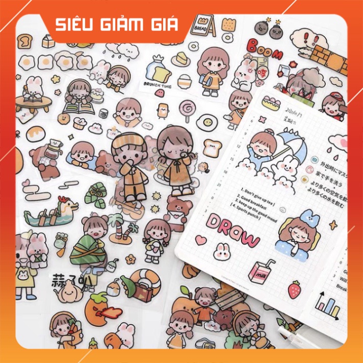 Miếng Dán Sticker Họa Tiết Hoạt Hình Trang Trí Cam