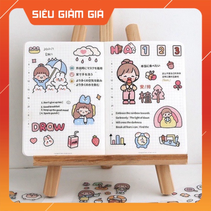 Miếng Dán Sticker Họa Tiết Hoạt Hình Trang Trí Cam