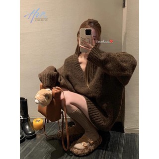 Áo len sáp mềm cổ chữ v thời trang mùa thu cho nữ