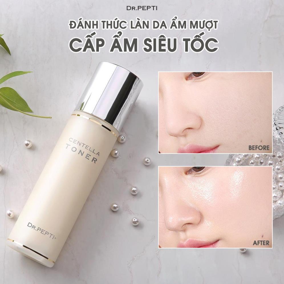 Nước Hoa Hồng Toner Dr.Pepti Centella Giúp Se Khít Lỗ Chân Lông, Dưỡng Da Căng Bóng Hàn Quốc 180ml