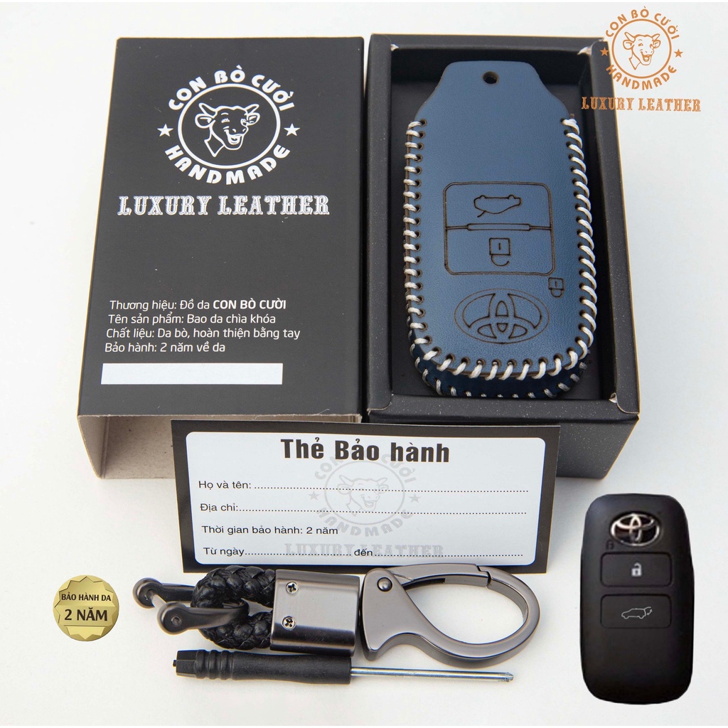 Bao da chìa khóa ô tô xe toyota yaris cross hev 2023 bọc chìa khóa smartkey da thật chống xước chính hãng