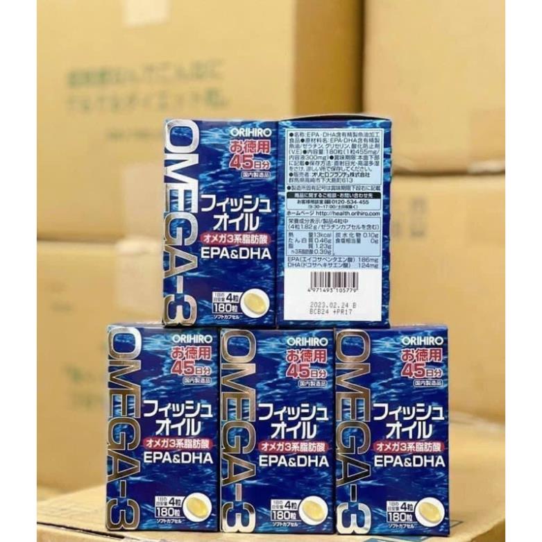 [Chỉ Bán Hàng Nhật]Dầu Cá Omega 3 orihiro nhật bản 180 Viên Fish Oil Hỗ Trợ Xương Khớp Tim Mạch