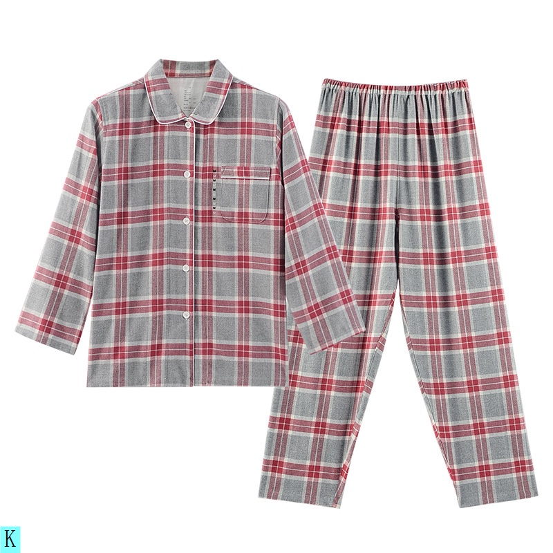 Muji Bộ Đồ Ngủ cotton Tay Dài Họa Tiết Kẻ Sọc Dành Cho Cặp Đôi