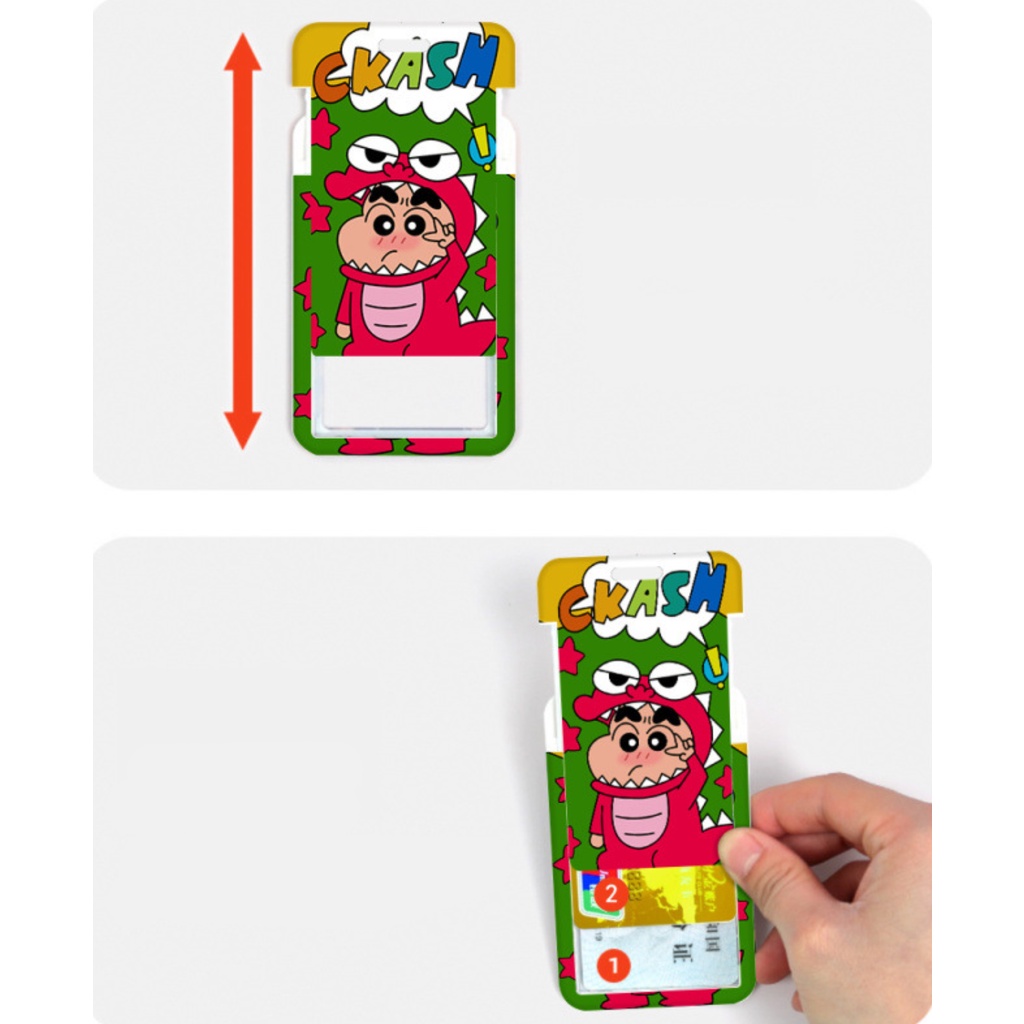 Dây Đeo Thẻ Móc Khóa Đựng Ảnh Card Holder Nhựa Cứng In Hình Loopy Shin Bút Chì