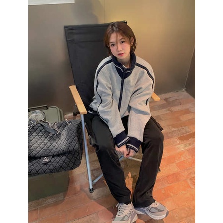 Áo Khoác Bóng Chày Cổ Đứng Dáng Rộng Màu Sắc Tương Phản Thời Trang Mùa Thu Dành Cho Nữ