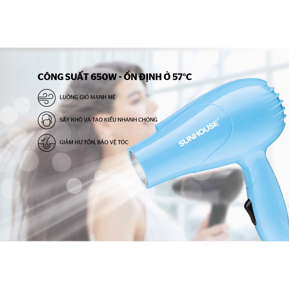 Máy sấy tóc Sunhouse SHD2305 - Công suất 650W - Bảo hành chính hãng 12 tháng