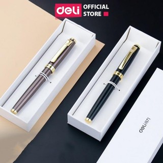 Bút ký deli - 0.7mm - bút gel mực xanh thân kim loại cq086 - 1 chiếc