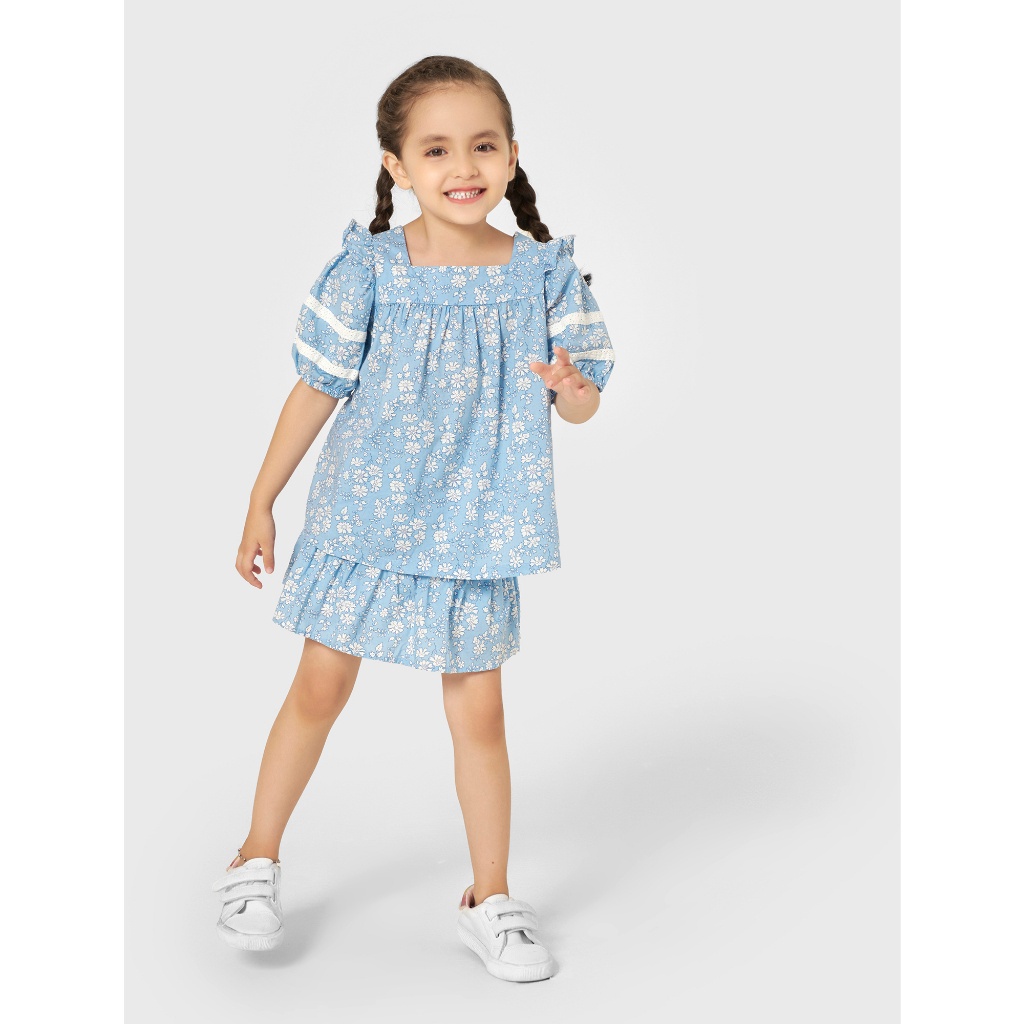 Chân váy bé gái CANIFA chất liệu 100% cotton hoạ tiết 1KS22S008