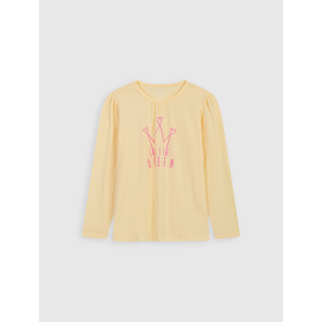 Bộ mặc nhà bé gái CANIFA có hình in chất liệu cotton pha áo dài tay quần dài ML23 1LS22W001