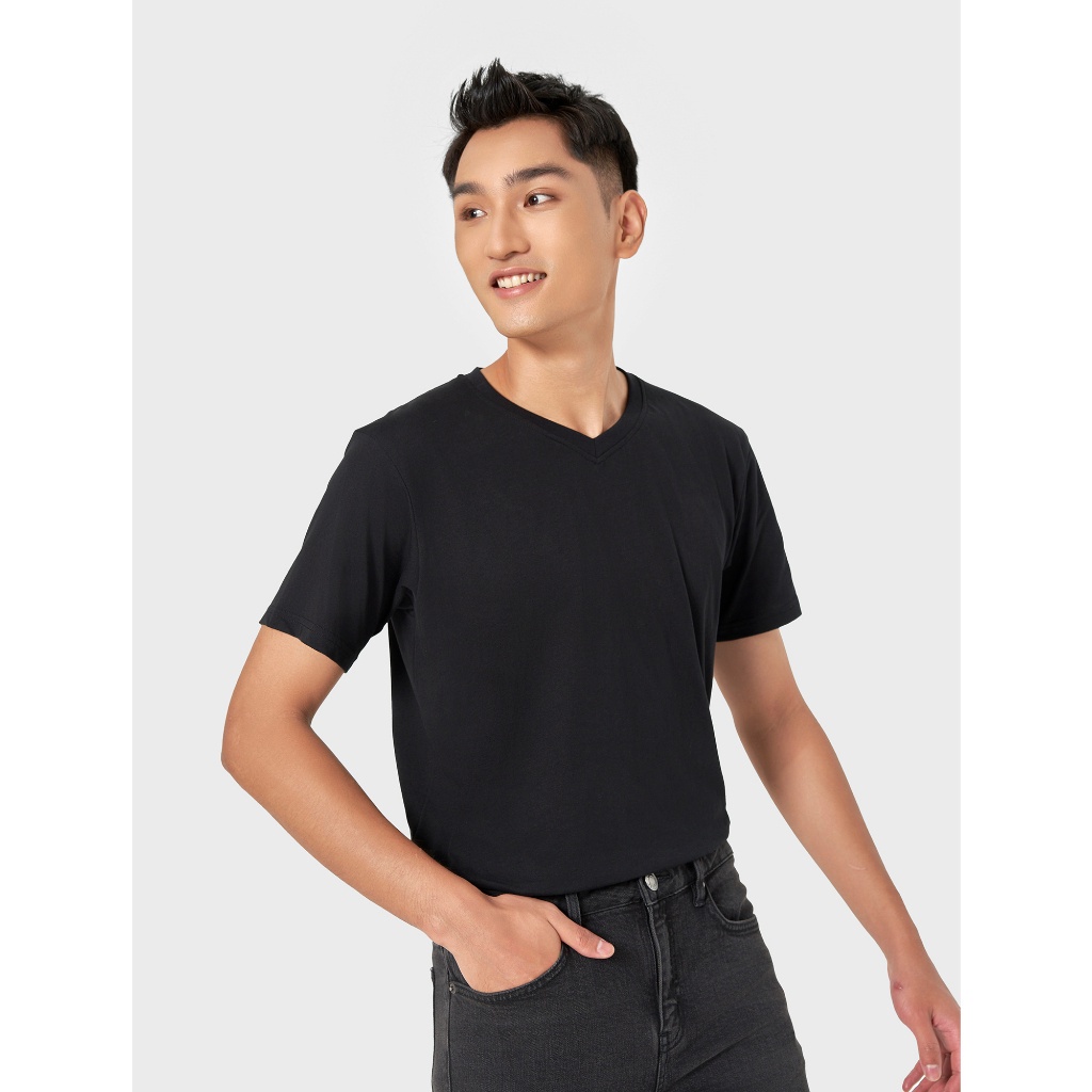 Áo phông nam CANIFA cổ tim chất liệu 100% cotton 8TS22A003