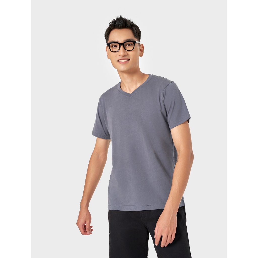 Áo phông nam CANIFA cổ tim chất liệu 100% cotton 8TS22A003