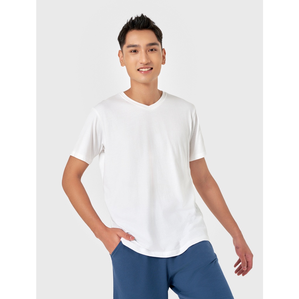 Áo phông nam CANIFA cổ tim chất liệu 100% cotton 8TS22A003