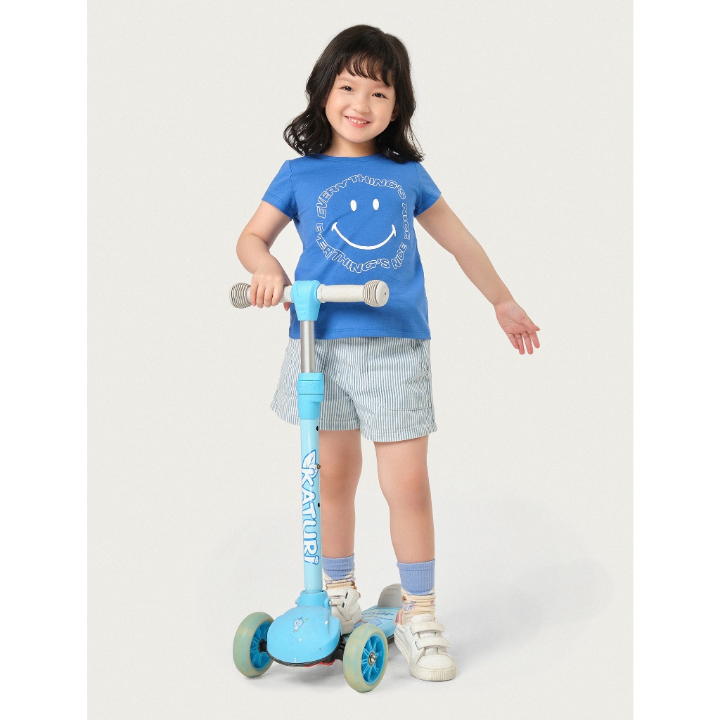 Áo phông bé gái CANIFA 100% cotton cổ tròn tra bo, tay cộc 1TS23S004