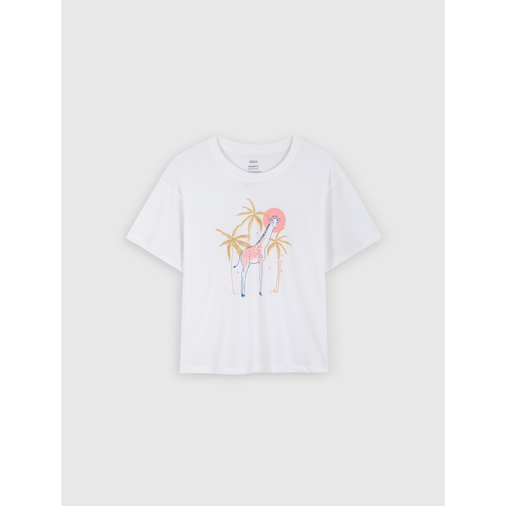 Áo phông bé gái CANIFA cotton 100% cổ tròn tay ngắn 1TS22S013