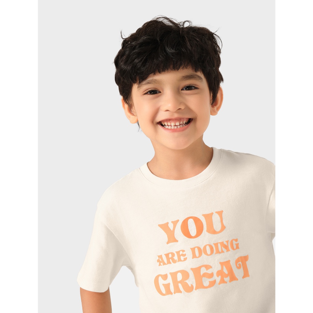 Áo phông bé trai CANIFA casual bo cổ chất liệu 100% cotton in hình 2TS22S015