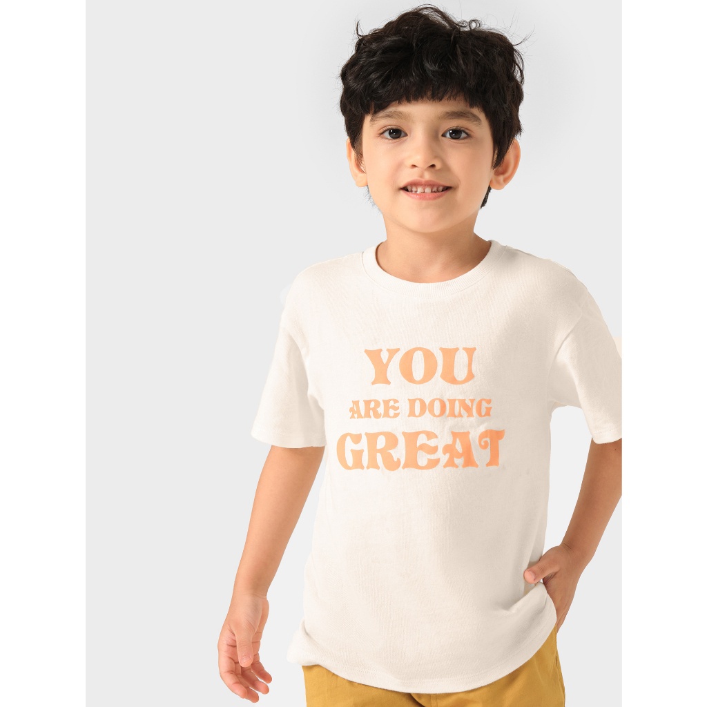 Áo phông bé trai CANIFA casual bo cổ chất liệu 100% cotton in hình 2TS22S015