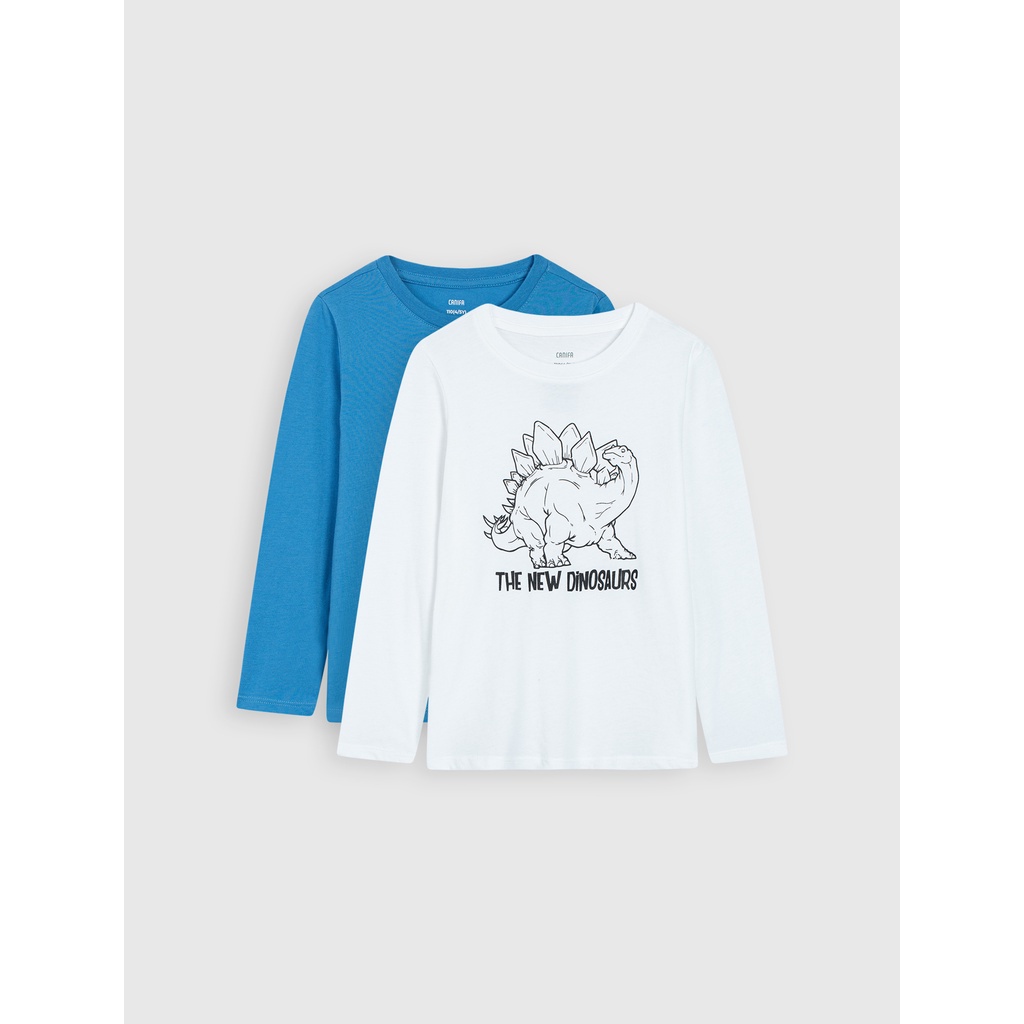 Pack 2 áo bé trai CANIFA áo thun dài tay chất liệu cotton ML23 2LA22W016