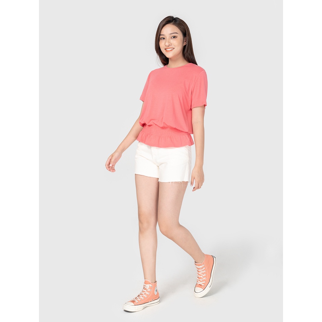 Áo phông nữ kiểu eo nhún bèo. CANIFA 6TS21S018