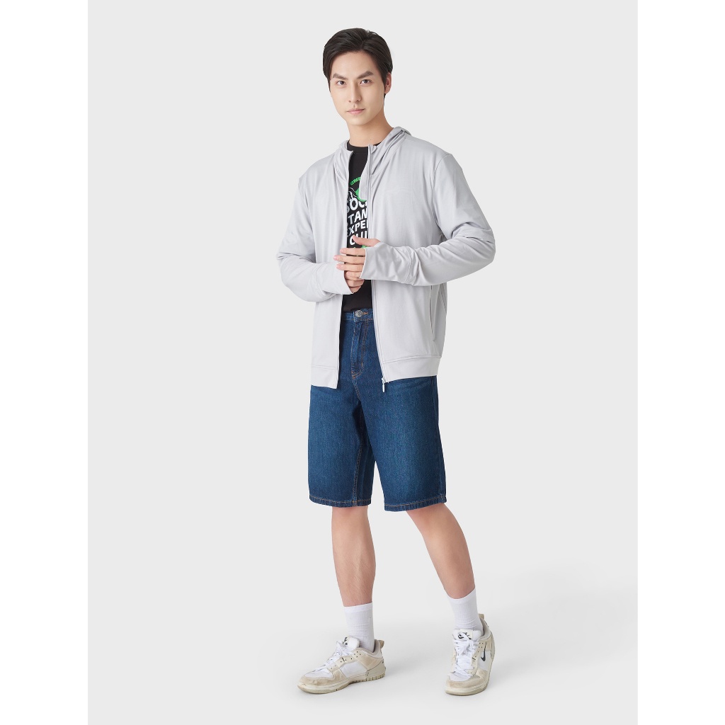 Áo khoác chống nắng nam CANIFA chất liệu polyester co giãn, có mũ kéo khoá mẫu mới 2023 8OT23S001