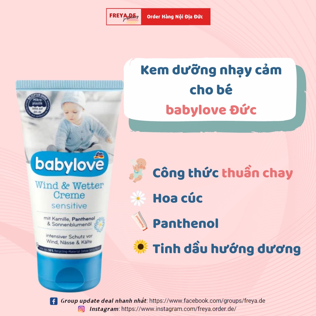 [NỘI ĐỊA ĐỨC] Kem dưỡng da em bé nhạy cảm Babylove 75ml - Dùng khi dị ứng thời tiết, nổi mẩn đỏ