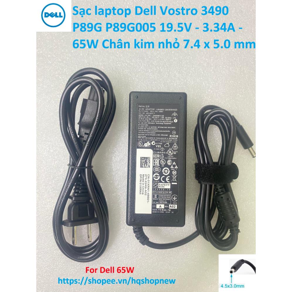 Sạc laptop Dell Vostro 3490 P89G P89G005 19.5V - 3.34A - 65W Chân kim nhỏ 7.4 x 5.0 mm