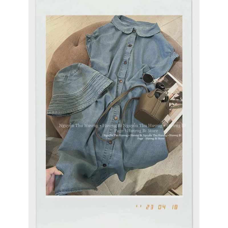 Váy Jean, Váy Bò Xuông BabyDoll, bầu bí bon chen thoải mái