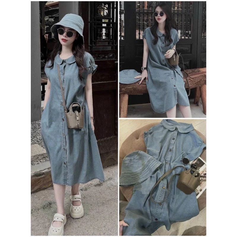 Váy Jean, Váy Bò Xuông BabyDoll, bầu bí bon chen thoải mái